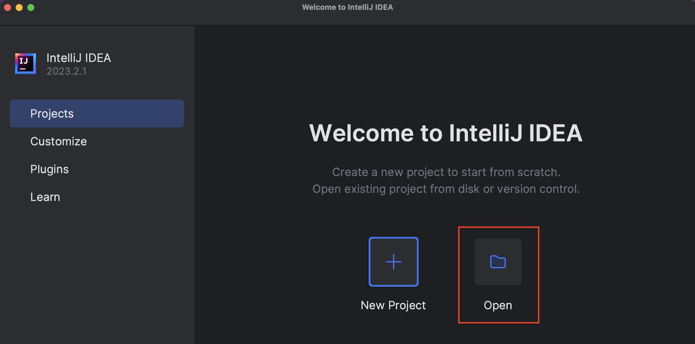 Open IntelliJ