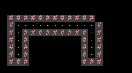 Example of hallways with and without corner walls.
