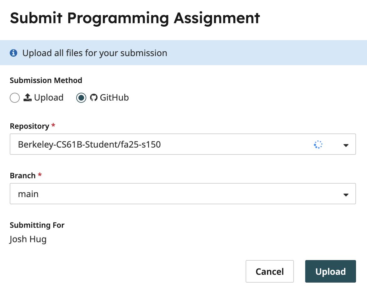 Gradescope submission screenshot
